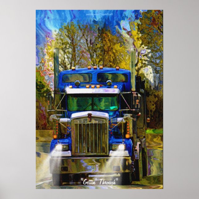 Stora Rig Lastbil Highway Driving Art Poster (Framsidan)