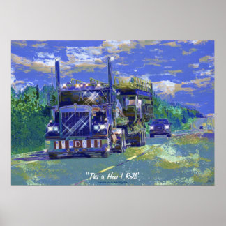 Stora Rig Lastbil Highway Driving Art Poster