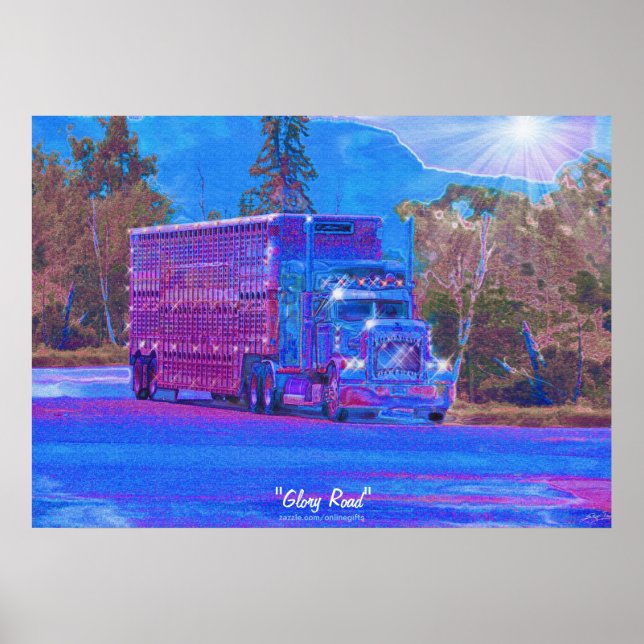 Stora Rig Lastbil Highway Driving Art Poster (Framsidan)
