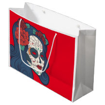 Stora röd ros för kvinnlig sockerskalle