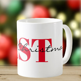 Stora röda initialer & God Jul 11oz Klassisk Kaffemugg