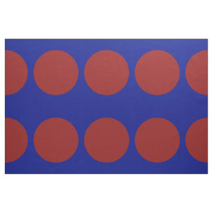 Stora röda Polka dots på blå geometrisk struktu Tyg