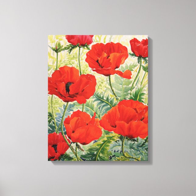 Stora röda poppies canvastryck (Framsida)