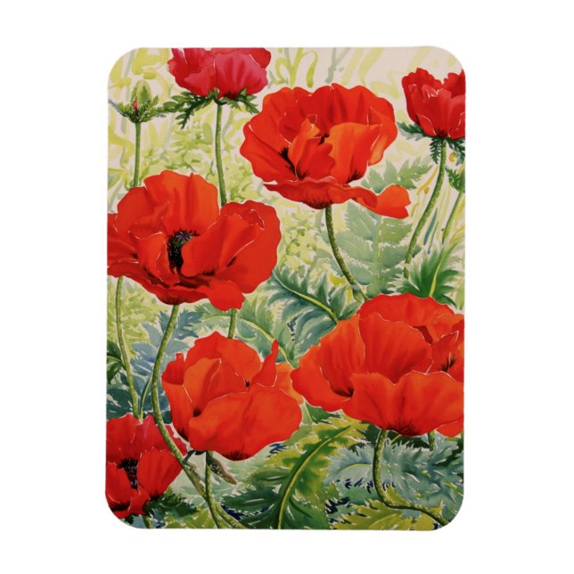 Stora röda poppies magnet (Vertikal)