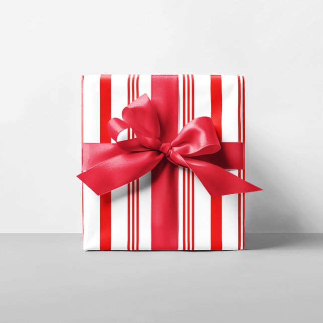 Stora röda randiga ränder presentpapper (Big Candy Cane Stripes Wrapping Paper)