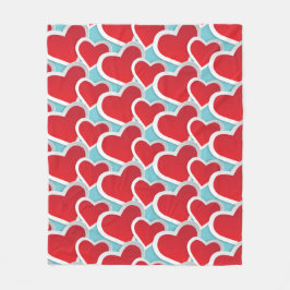 Stora röda Tjockar i ett upprepande Mönster Fleecefilt