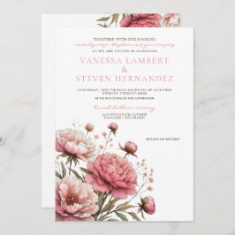 Stora Rosa Blooms Bröllop Inbjudningar