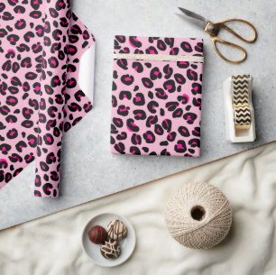 Stora Rosa Leopardfläckar Djurtrycksmönster Presentpapper