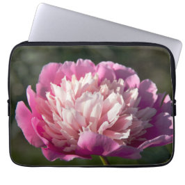 Stora rosa peonblommor på vår-dagen laptop fodral