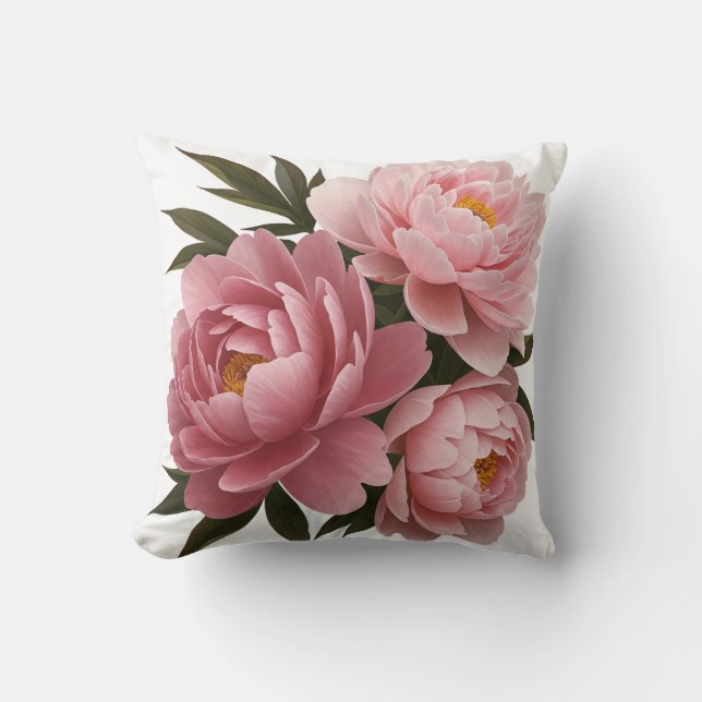 Stora Rosa Peonies-kuddar - blommigten vintage Kudde (Framsida)