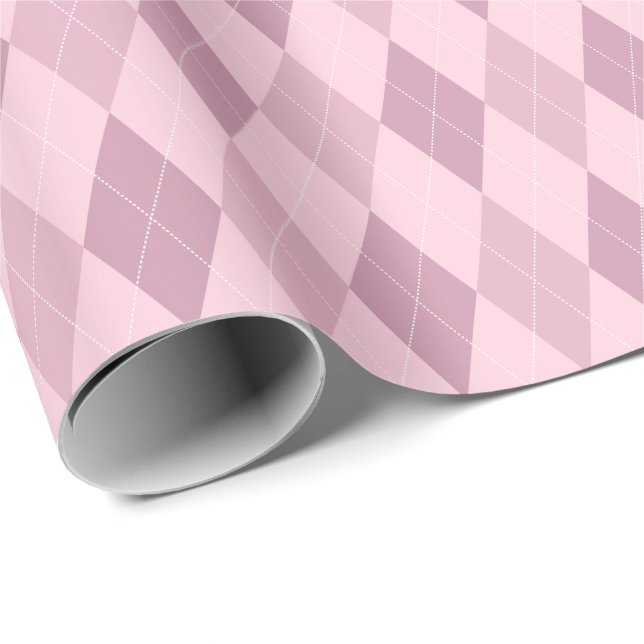 Stora Rosa Tones Argyle Wrapping Papper Presentpapper (Rullad Hörn)