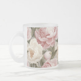 Stora Rosa White Peonies Designer Skriv ut Mugg