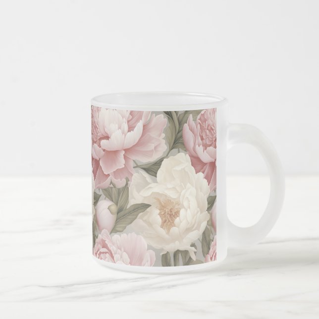 Stora Rosa White Peonies Designer Skriv ut Mugg (Höger)