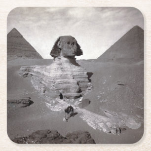 Stora sfingen & Giza Pyramiderna Necropolis Egypte Underlägg Papper Kvadrat