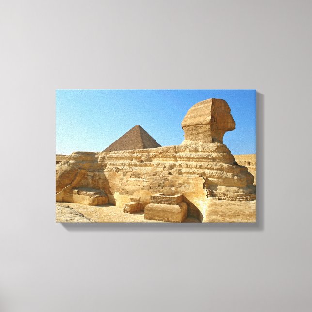 Stora Sfingen i Giza med Khafre-pyramiden - Egypte Canvastryck (Framsida)