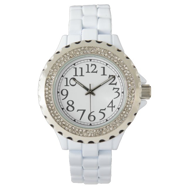 Stora siffror Rhinestone Wrist Watch Armbandsur (Framsida)
