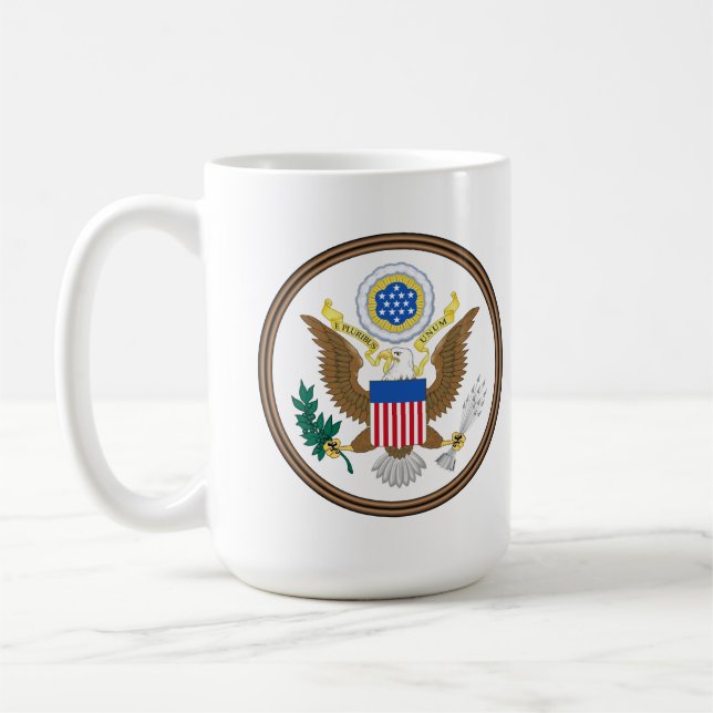 Stora sigillet för Amerikas förenta stater Framsid Kaffemugg (Vänster)