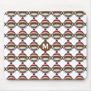 Stora sjömil Sock monkey Emoji Monogramme Musmatta