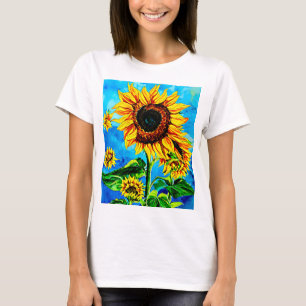 Stora solrosor Vattenfärgning naturmålning T-Sh T Shirt