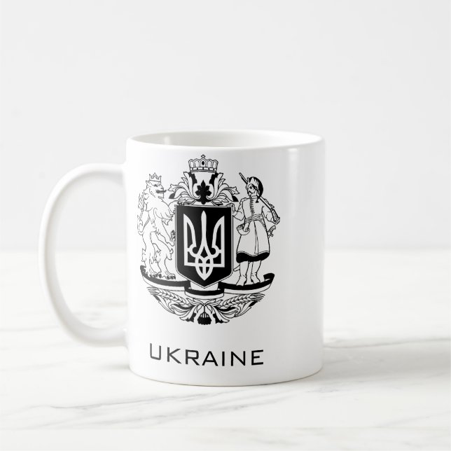 Stora statsvapen för Ukraina enfärgad konstverk Kaffemugg (Vänster)