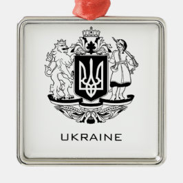 Stora statsvapen för Ukraina Monokrom konstverk Julgransprydnad Metall
