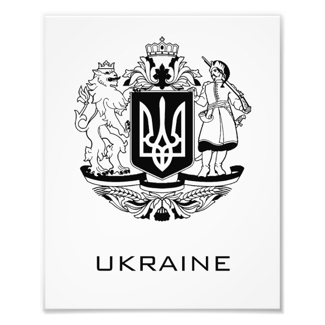 Stora statsvapen Ukraina Monokrom finkonst Fototryck (Framsidan)