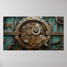 Stora steampunkklocksinnerverk poster