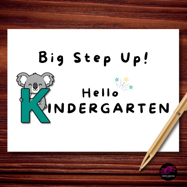 Stora Stegen Upp Hej Förskoleavslutning Kort (Big step up—hello kindergarten! 🎓🐨)