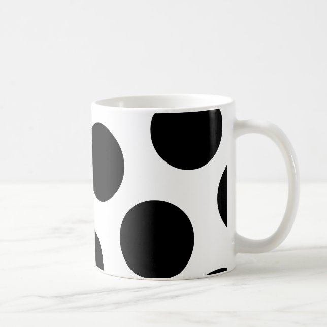 Stora svarta diagonalpunkter kaffemugg (Höger)
