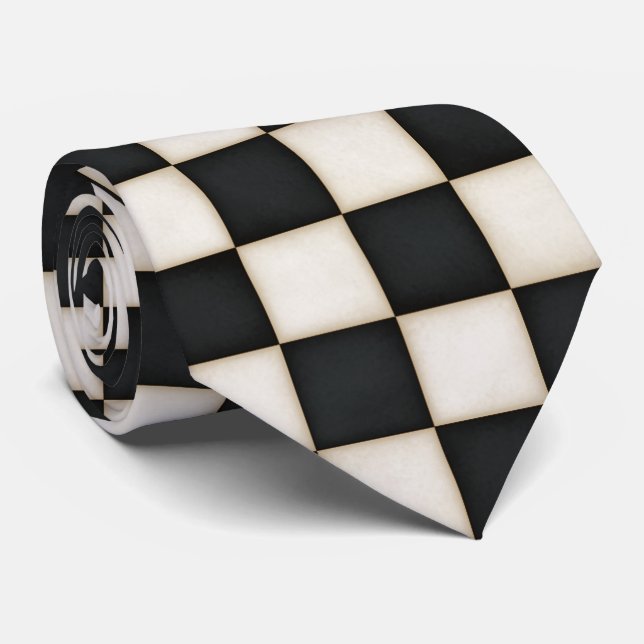 Stora svarta och antikvita Checkers Slips (Rullad)
