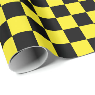 Stora svarta och Gult-kontroller Figursättning Pa Presentpapper