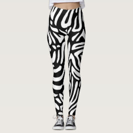 Stora svarta och vita Zebra ränder Leggings