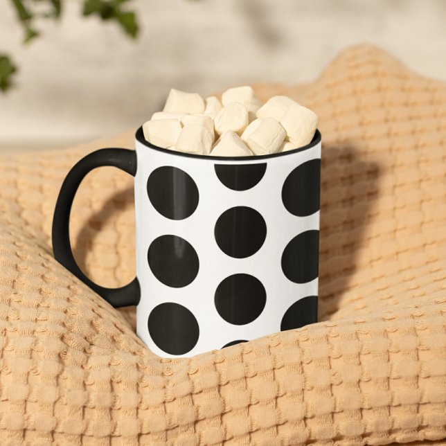 Stora svarta prickar Mönster Mugg (Big Black Polka Dots Pattern Mug)