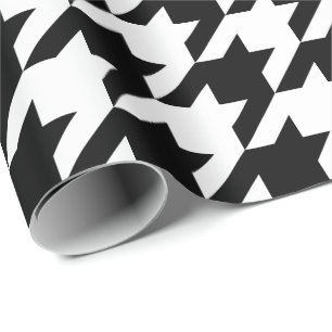 Stora svartvita Houndstooth som slår in papper Presentpapper
