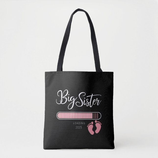 Stora syster 2025 Laddar graviditetsmeddelande  Tygkasse (Framsida)
