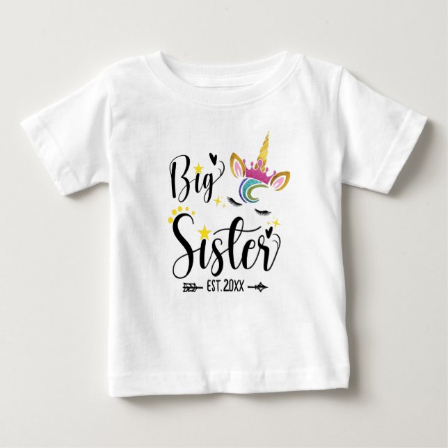 Stora syster EST.2022, enhörning T Shirt (Framsida)