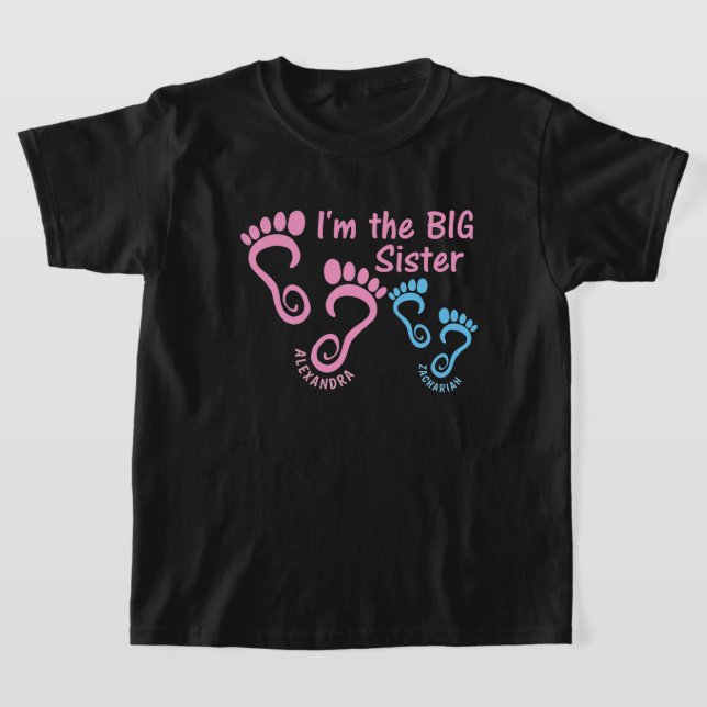 Stora syster lilla bror fotspår t shirt (Laydown)
