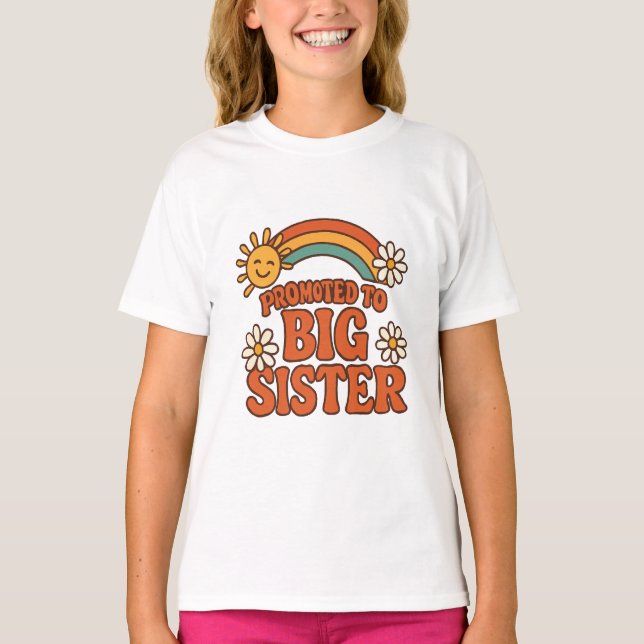 Stora syster Retro Bebis Bebis Annonsering T Shirt (Framsida)