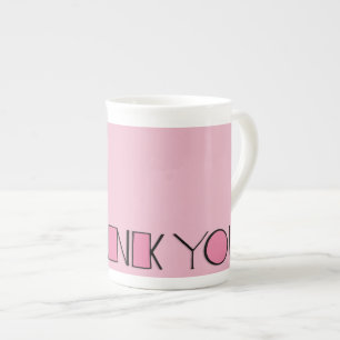 Stora Tack rosa Bone China Mugg Benporslin Mugg