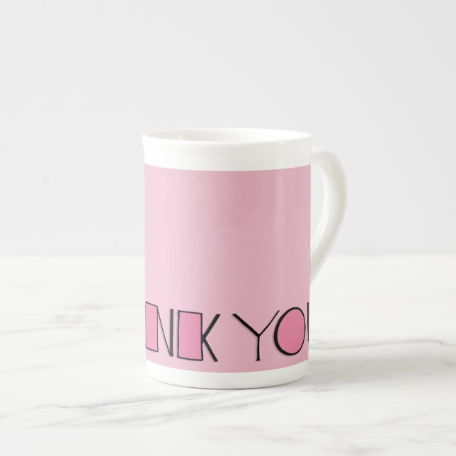 Stora Tack rosa Bone China Mugg Benporslin Mugg (Framsida höger)