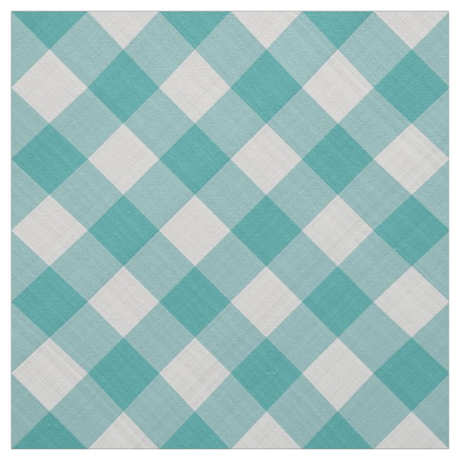 Stora Teal Gingham-kontroller av Mönster-geometri Tyg (Provkarta)