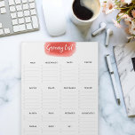 Stora Tear-Away-Livsmedel-lista, vattenfärg Anteckningsblock<br><div class="desc">Vermiljon lageregenskaper för vattenfärgspenseln med enkel och lättläst layout för butikskategorier i livsmedel. Omfattande,  inklusive fryst mat,  beredd,  bulkvara... och till och med kroppskategorier och blommigtar för dem som regelbundet köper blommor som jag själv.</div>
