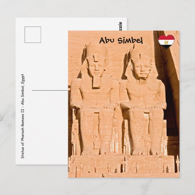 Stora templet i Abu Simbel - Ramses II - Egypten Vykort (Fram/baksida)