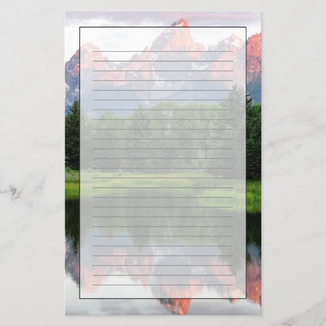 Stora Teton-reflektioner över Beaver-dammen Brevpapper (Framsida)