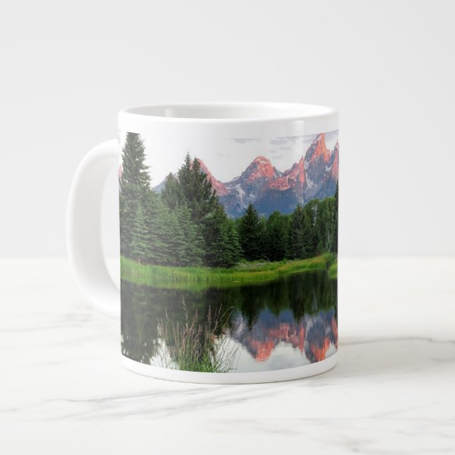 Stora Teton-reflektioner över Beaver Pond Jumbo Mugg (Framsida vänster)