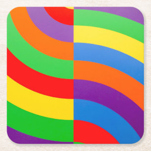 STORA TJOCK-RAINBOW RAND CIRKLES UNDERLÄGG PAPPER KVADRAT