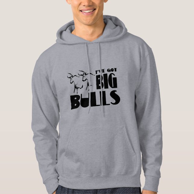 Stora tjurar - rolig bonde sweatshirt med luva (Framsida)