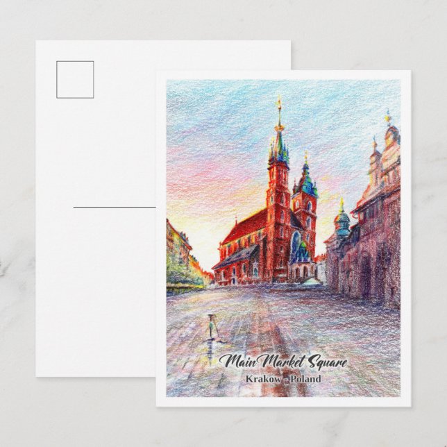 Stora torget Kraków Polen Vykort (Fram/baksida)