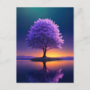 Stora Träd ständiga Ensamen vid Sjö Vykort