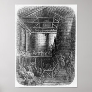 Stora trummor i ett bryggeri poster